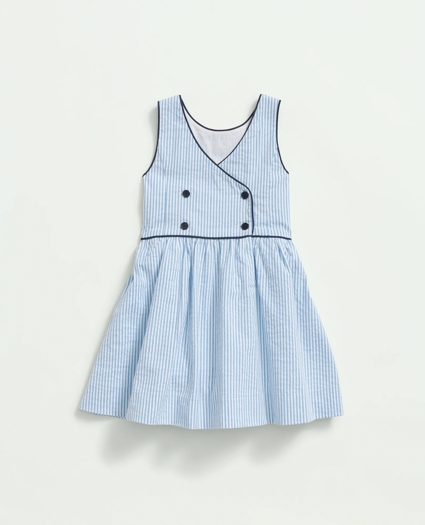 Girls Striped Cotton Fit & Flare Dress, image 2