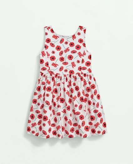 Girls Cotton Poppy Print Fit & Flare Dress, image 1