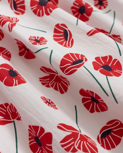 Girls Cotton Poppy Print Fit & Flare Dress, image 2