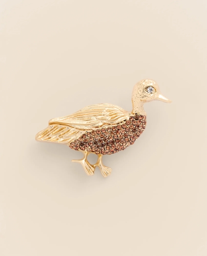 Gold-Tone Crystal Duck Pin