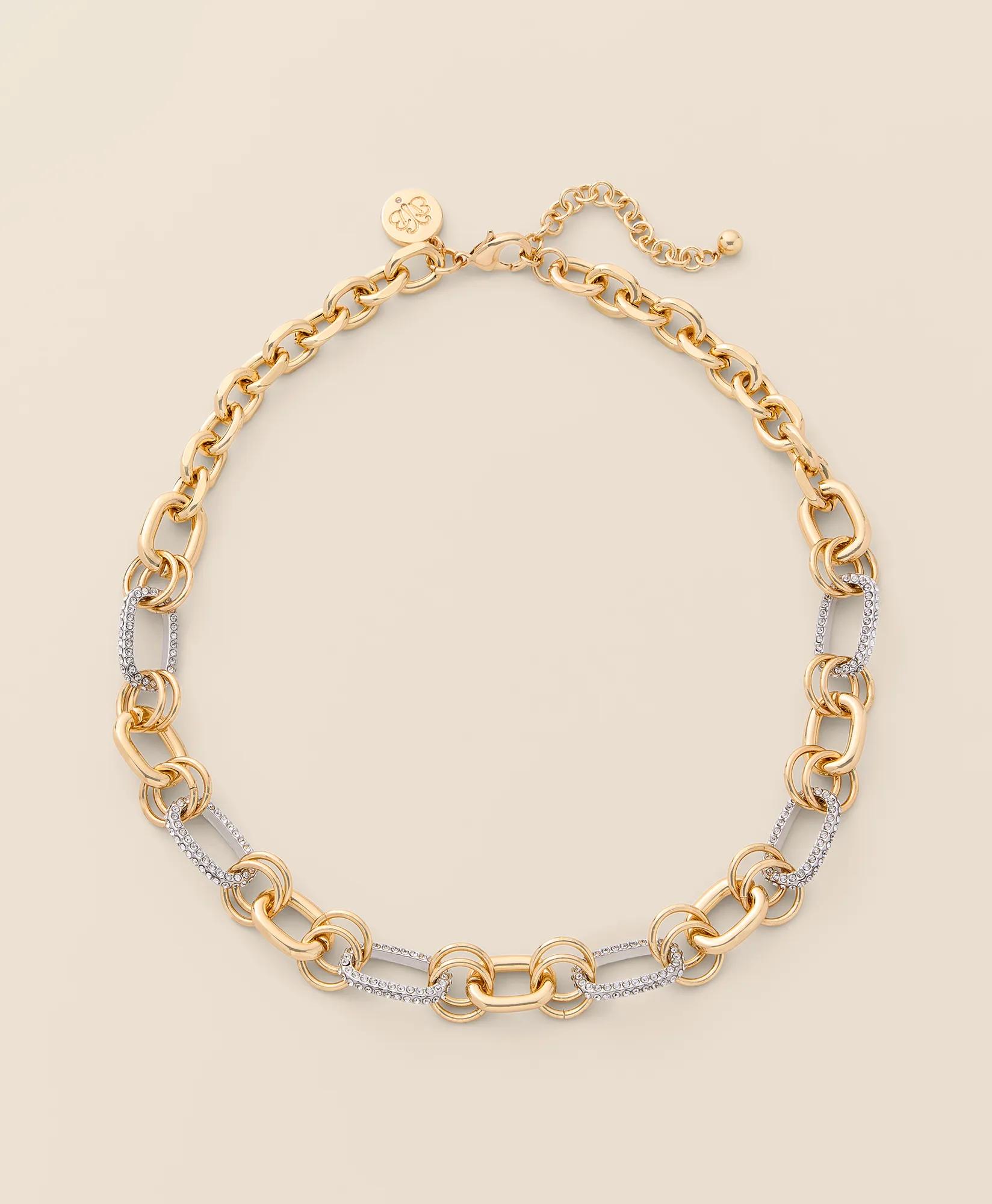 Gold-Tone Pave Link Collar Necklace, image 1