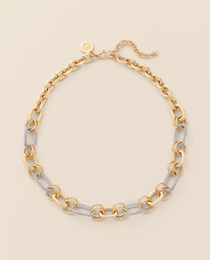 Gold-Tone Pave Link Collar Necklace