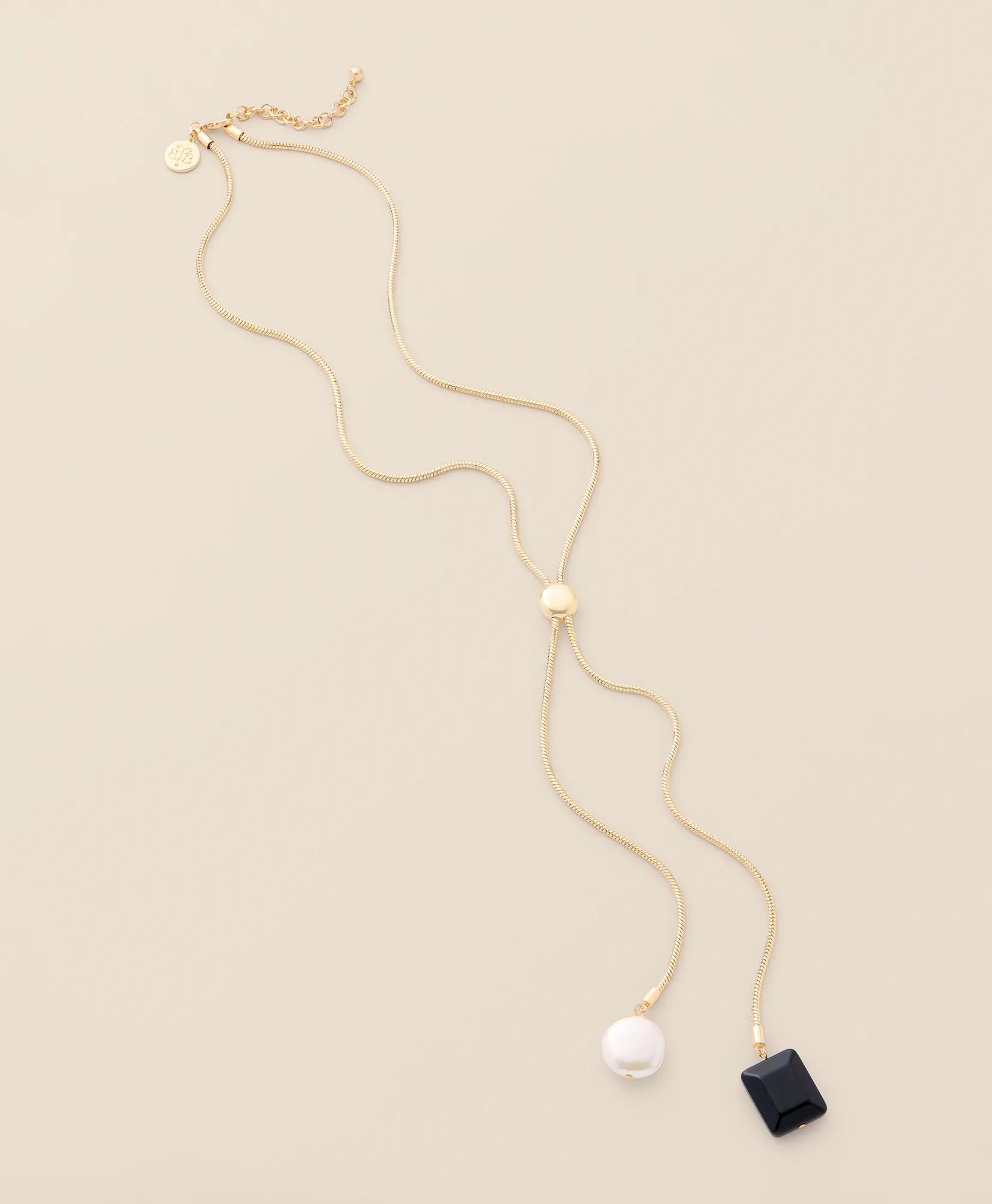 Gold-Tone Jet Faux-Pearl Pendant Necklace, image 1