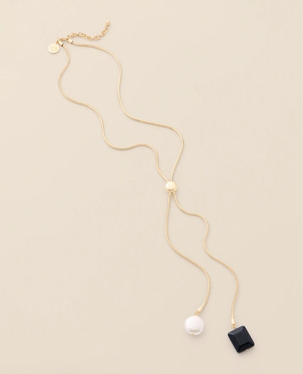 Gold-Tone Jet Faux-Pearl Pendant Necklace