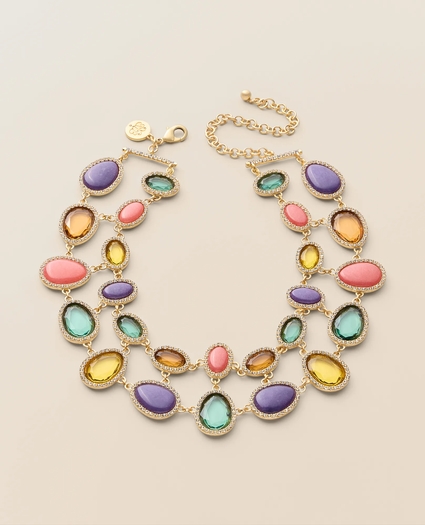 Gold-Tone Semi-Precious Stone Collar Necklace