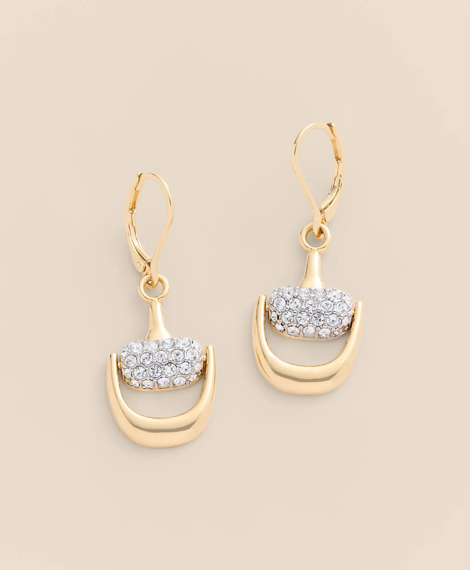 Gold-Tone Pave Doorknocker Drop Earrings, image 1