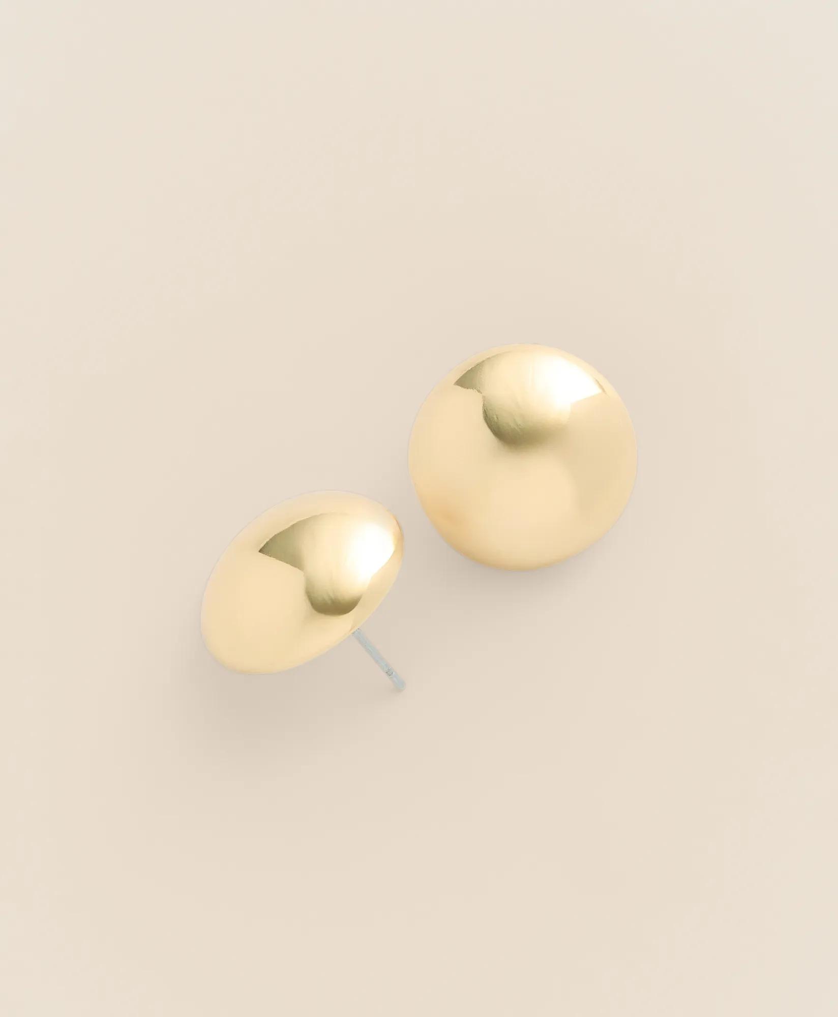 Gold-Tone Cubic Zirconia Button Earrings, image 1