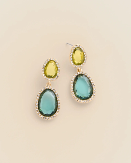 Gold-Tone Multicolor Stone Double-Drop Earrings