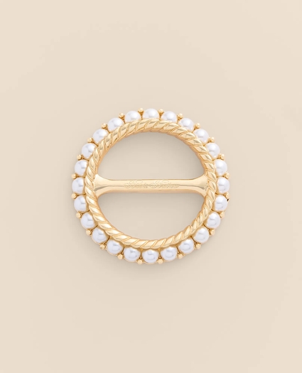 Gold-Tone Faux-Pearl Scarf Ring