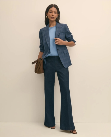 Wool-Silk Blend Plaid One-Button Jacket, image 1