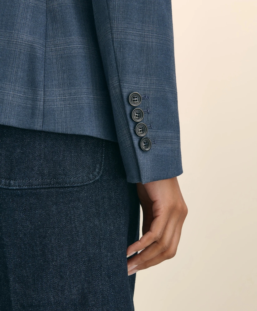 Wool-Silk Blend Plaid One-Button Jacket, image 4