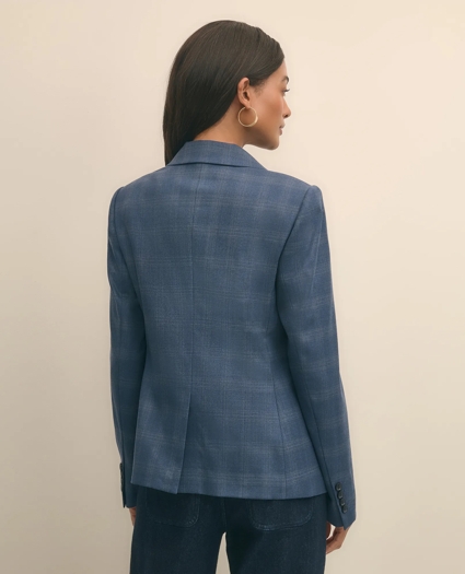 Wool-Silk Blend Plaid One-Button Jacket, image 5