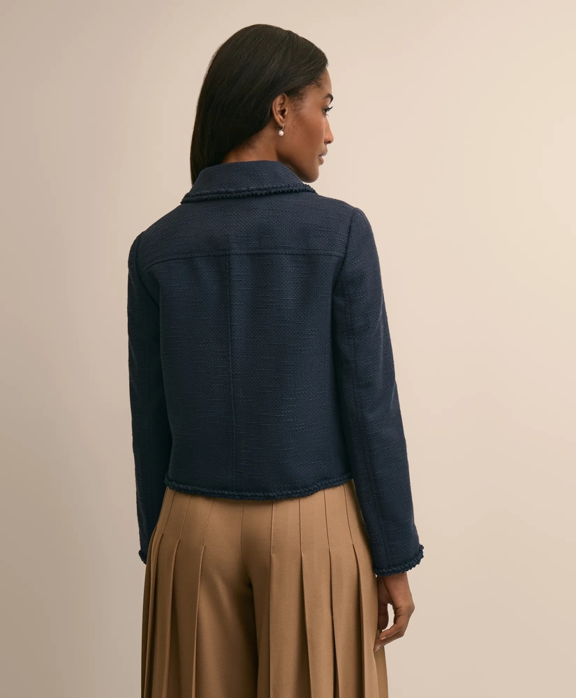 Cotton-Blend Braid-Trim Textured Jacket, image 4