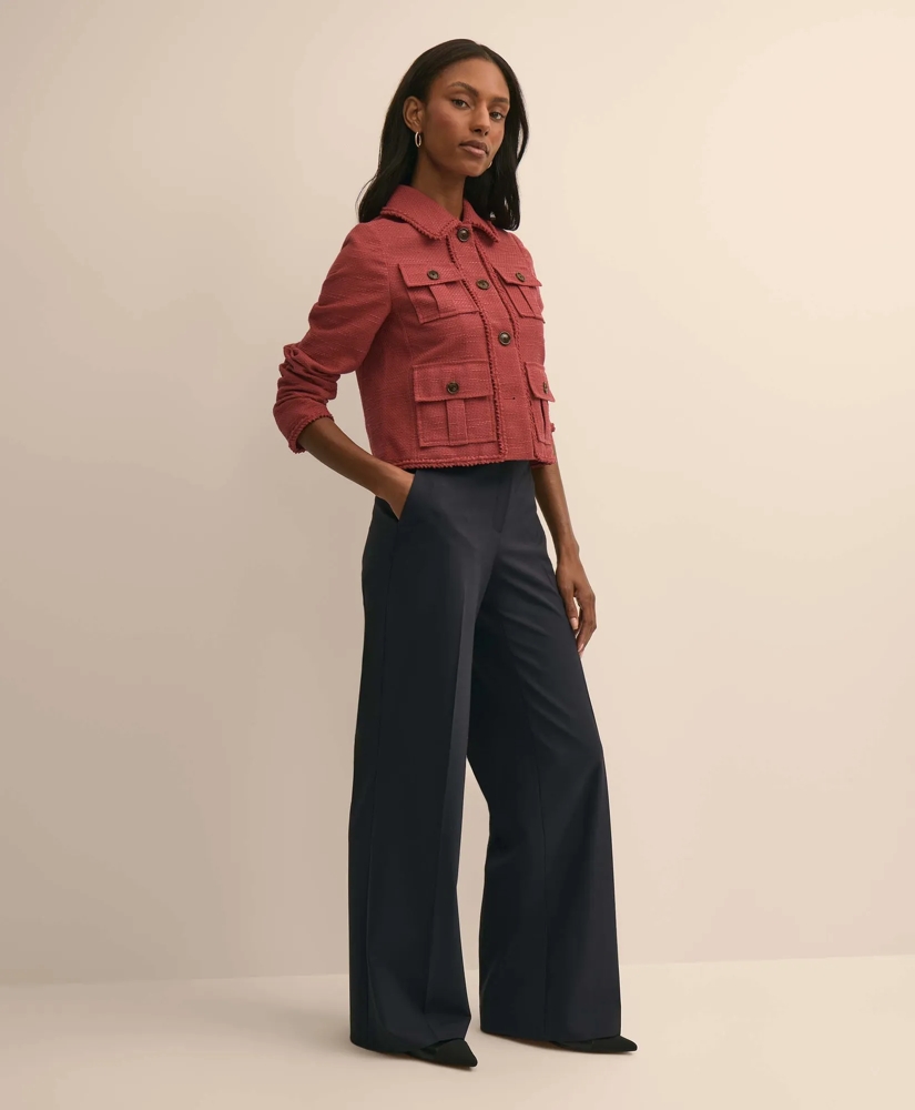 Cotton-Blend Fringe-Trim Textured Jacket, image 3