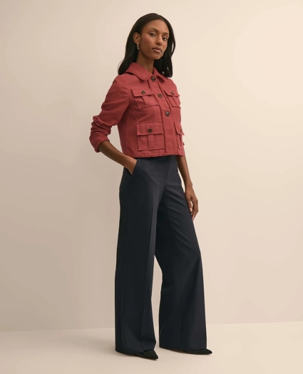 Cotton-Blend Fringe-Trim Textured Jacket, image 3