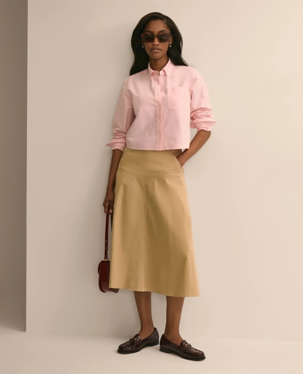 Cotton-Blend Twill A-Line Skirt, image 1
