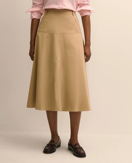 Cotton-Blend Twill A-Line Skirt, image 2