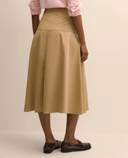 Cotton-Blend Twill A-Line Skirt, image 4