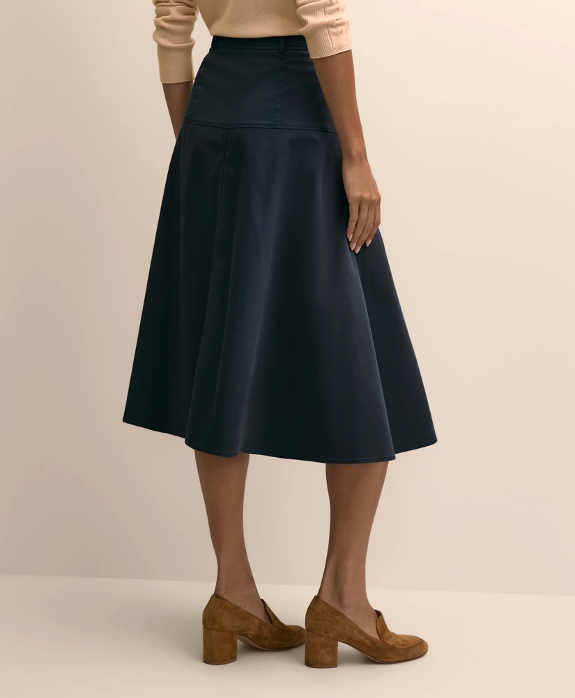 Cotton-Blend Twill A-Line Skirt, image 3