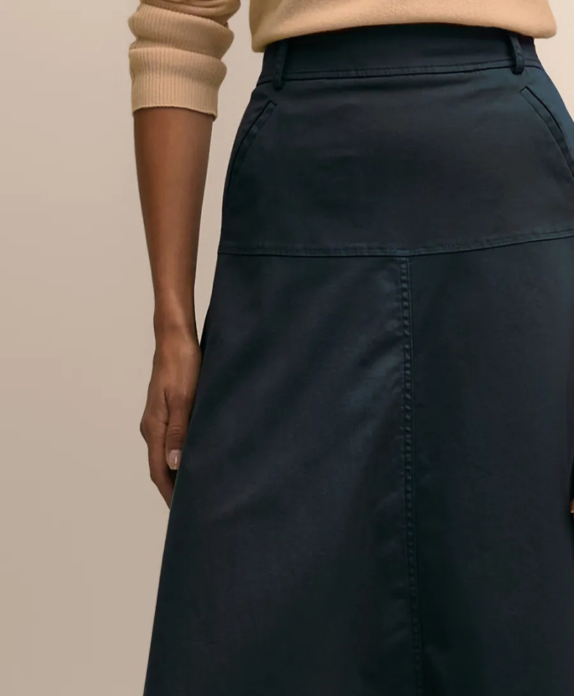 Cotton-Blend Twill A-Line Skirt, image 4