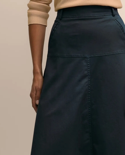 Cotton-Blend Twill A-Line Skirt, image 4