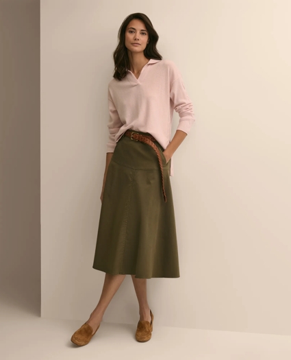 Cotton-Blend Twill A-Line Skirt, image 1