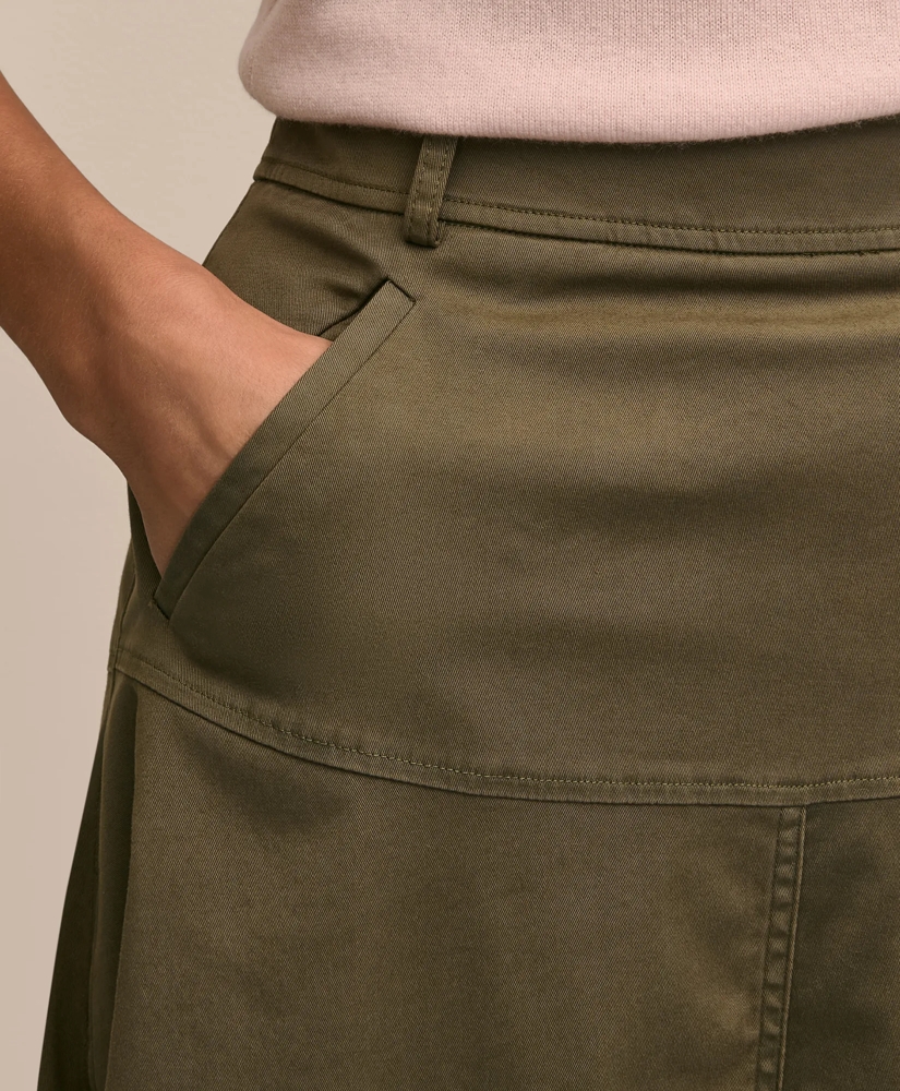 Cotton-Blend Twill A-Line Skirt, image 3
