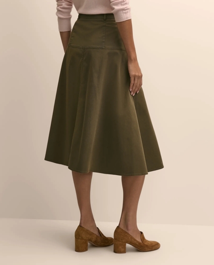 Cotton-Blend Twill A-Line Skirt, image 4
