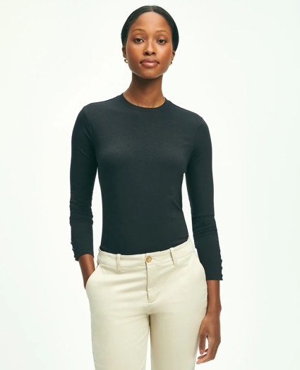 Cotton Long Sleeved Crewneck Top, image 1