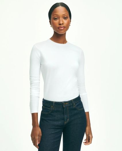 Cotton Long Sleeved Crewneck Top, image 1