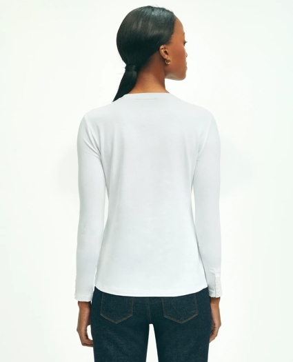 Cotton Long Sleeved Crewneck Top, image 3