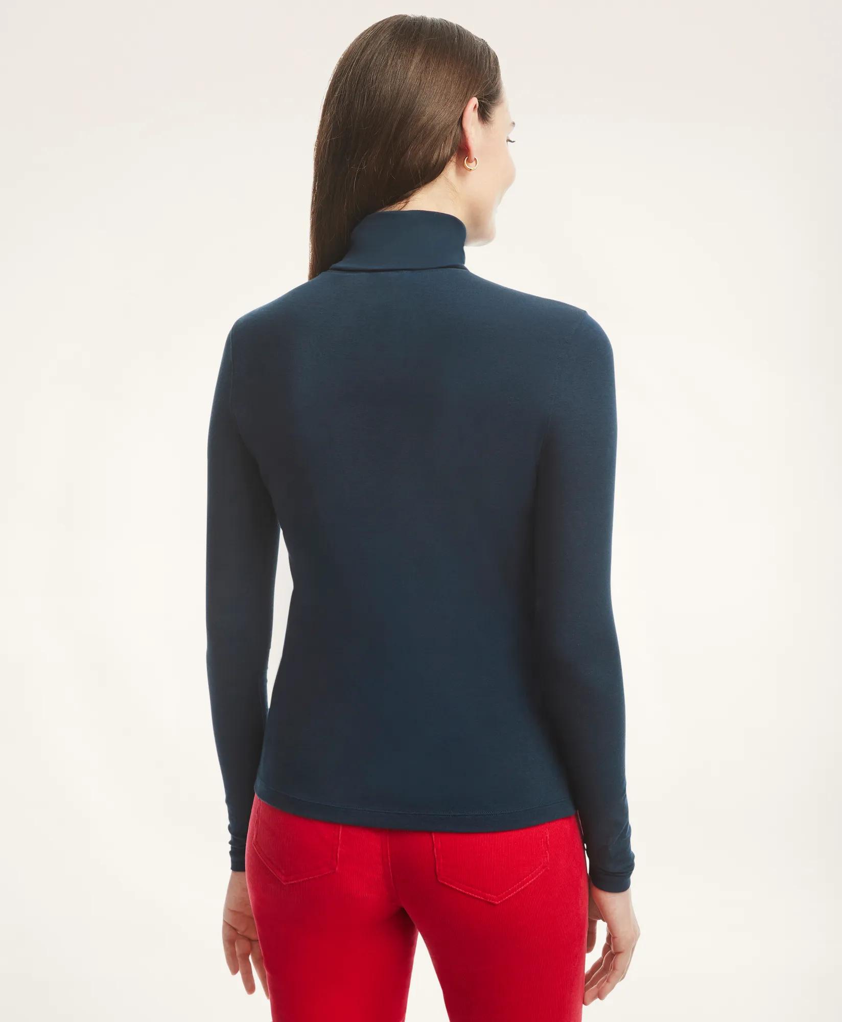 Cotton Modal Turtleneck - Navy