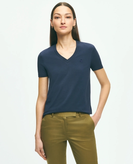 Stretch Cotton V-Neck T-Shirt, image 1