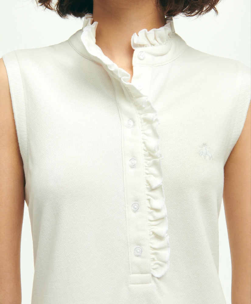 Supima® Cotton Stretch Ruffle Pique Polo Shirt, image 3