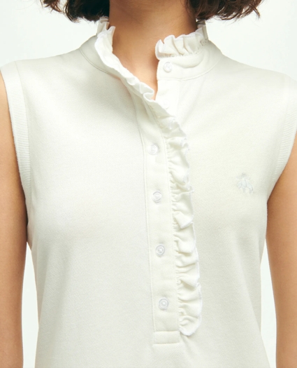 Supima® Cotton Stretch Ruffle Pique Polo Shirt, image 3