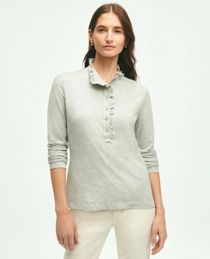 Cotton Ruffled Henley, image 1