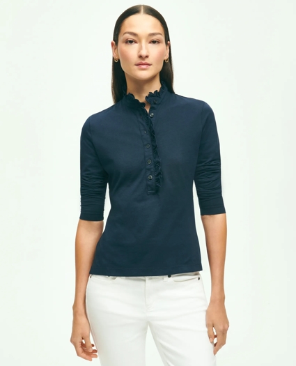 Cotton Ruffled Henley, image 1
