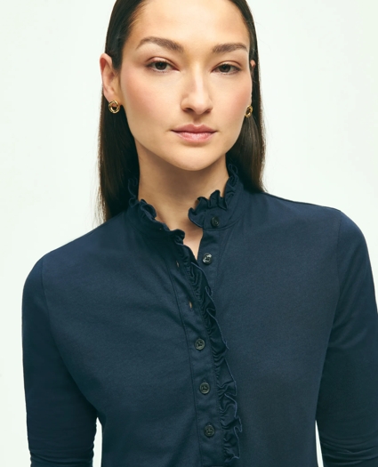 Cotton Ruffled Henley, image 3