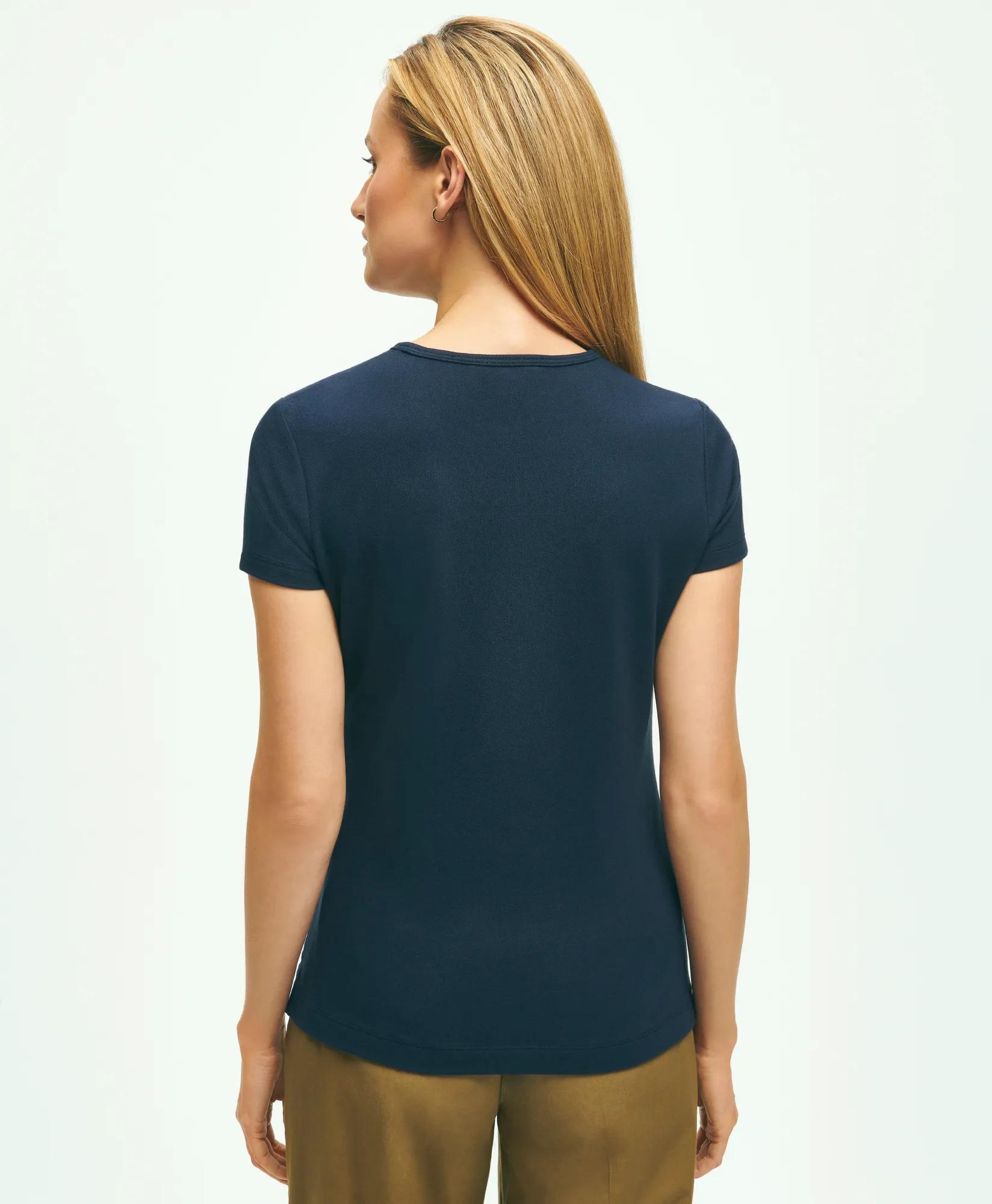Elevated Cotton Modal Pique T-Shirt - Navy