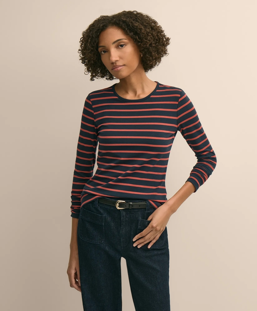 Cotton-Modal Blend Mariner Stripe Long-Sleeve T-Shirt, image 1