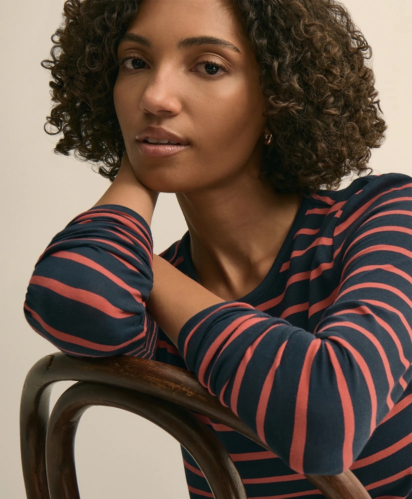 Cotton-Modal Blend Mariner Stripe Long-Sleeve T-Shirt, image 3