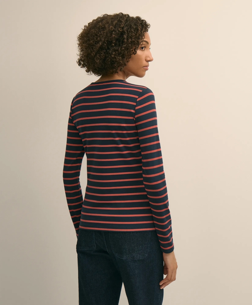 Cotton-Modal Blend Mariner Stripe Long-Sleeve T-Shirt, image 4