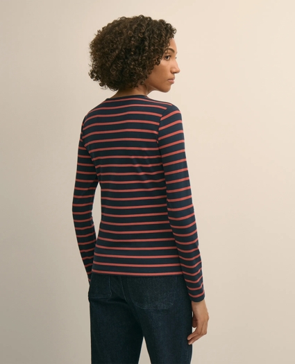 Cotton-Modal Blend Mariner Stripe Long-Sleeve T-Shirt, image 4