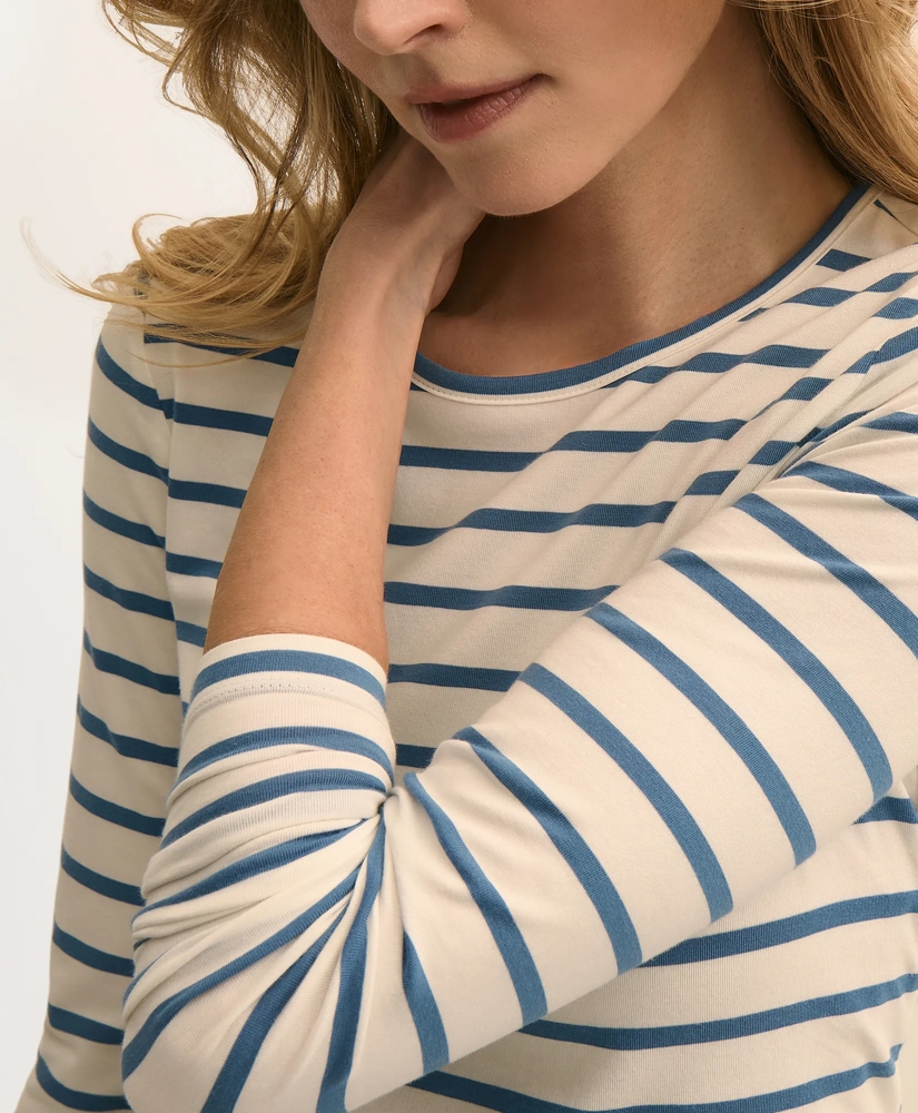 Cotton-Modal Blend Mariner Stripe Long-Sleeve T-Shirt, image 3