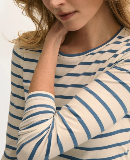 Cotton-Modal Blend Mariner Stripe Long-Sleeve T-Shirt, image 3