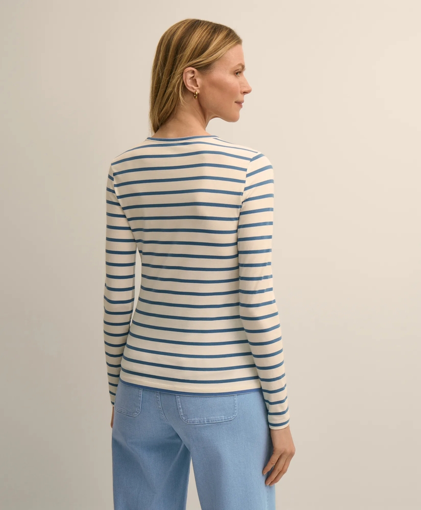 Cotton-Modal Blend Mariner Stripe Long-Sleeve T-Shirt, image 4