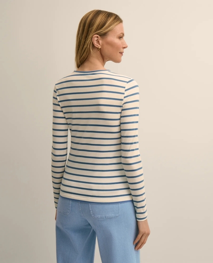 Cotton-Modal Blend Mariner Stripe Long-Sleeve T-Shirt, image 4
