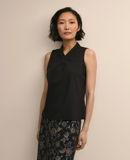 Cross-Neck Sleeveless Knit Top, image 1