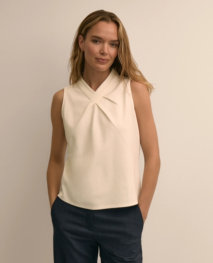 Cross-Neck Sleeveless Knit Top, image 1