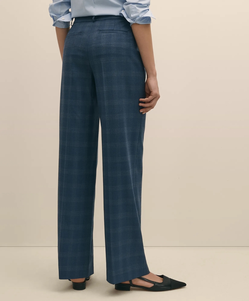 Wool-Silk Blend Plaid Straight Leg Pants, image 3